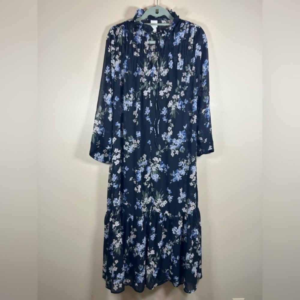 H&M Black and White Mock Neck long Sleeve Dress - Picture 3 of 6